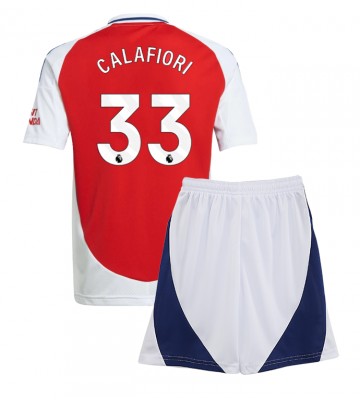 Arsenal Riccardo Calafiori #33 Primera Equipación Niños 2024-25 Manga Corta (+ Pantalones cortos)